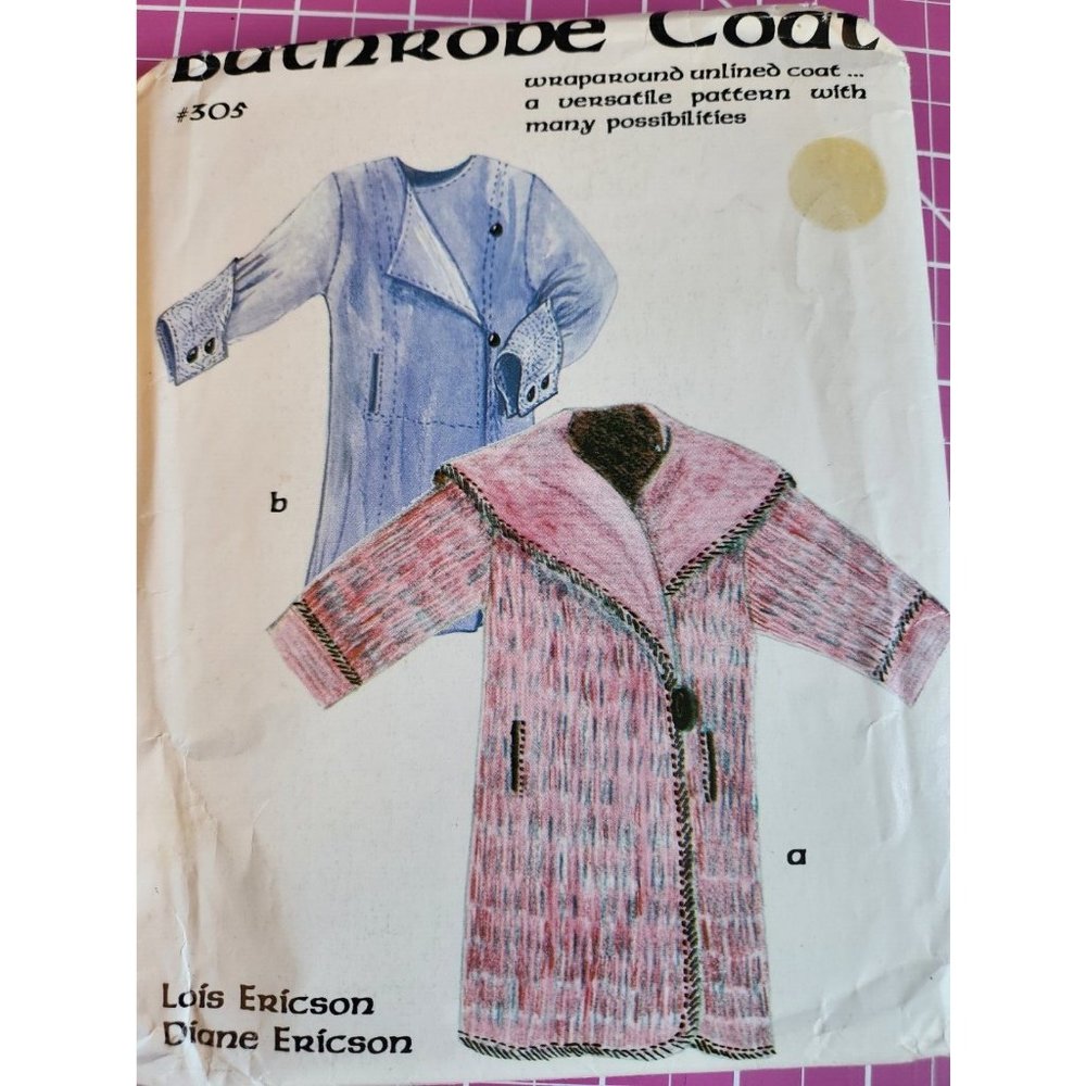 Bathrobe Coat 305 Asymmetrical Wrap Coat Pattern Lois & Diane Ericson Sizes 4-22